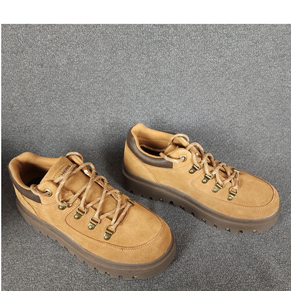 Skechers Memory Foam Tan Suede Lace Up Hiking Boots Shoes Mens 7.5 Womens 9.5